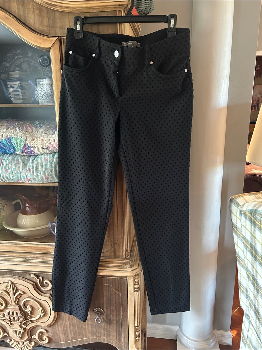 89th & Madison Black Polka Dot ankle Pants